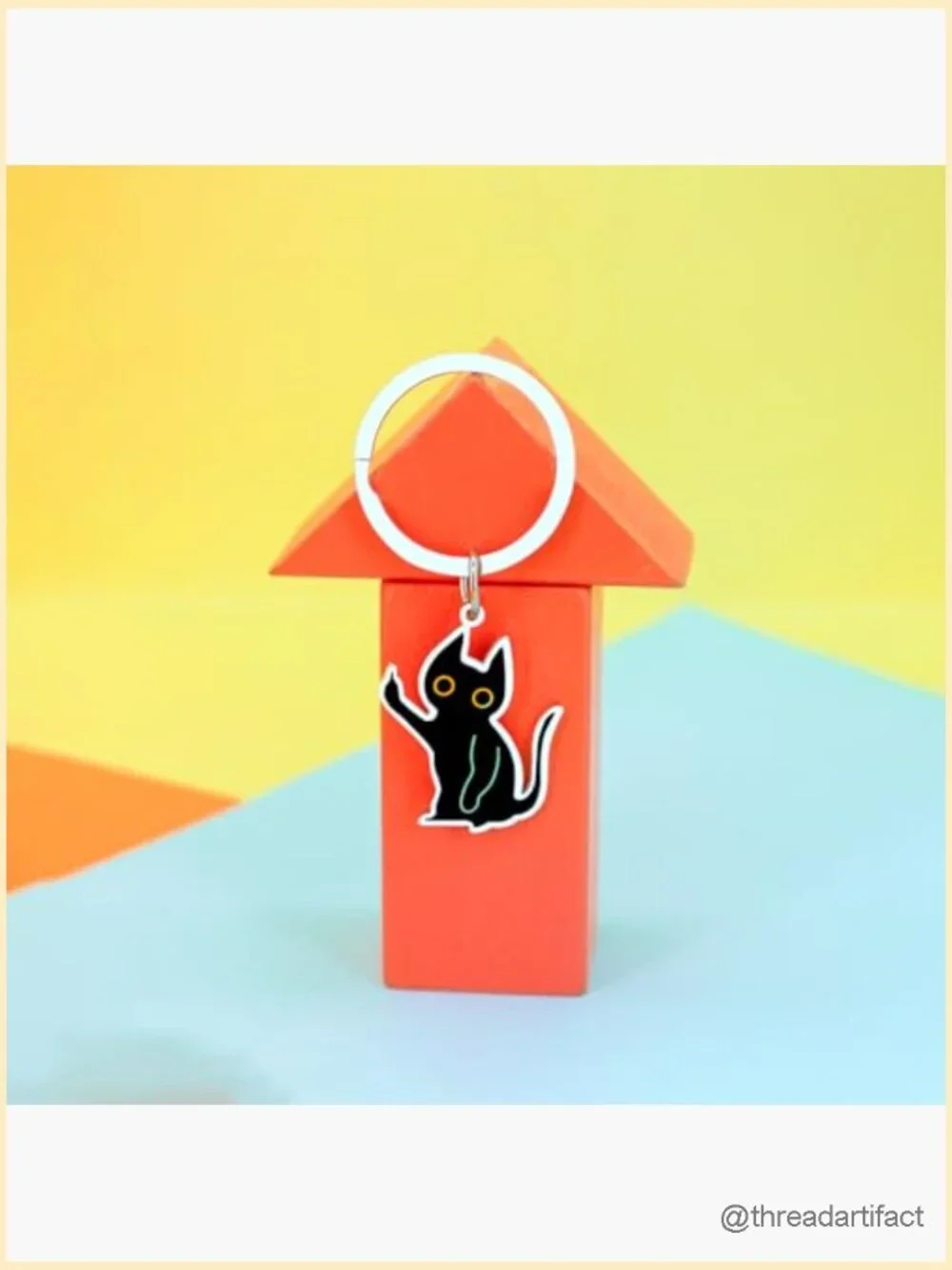 Gothic Cat Keychain with Middle Finger - Funny Cat Lover Gift, Sarcastic